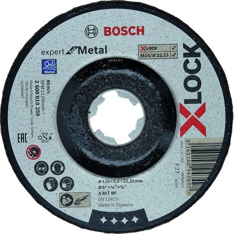 Bosch Professional 2608619259 Mola da Sbavo a Centro Depresso, per Metallo, X-Lock, Ø125 mm, Diametro Ø: 22.23 mm, Spessore: 6 mm