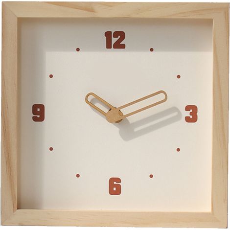 Horloge murale carrée en bois 23x23cm silencieuse moderne décoration intérieure salon cuisine (1/5)
