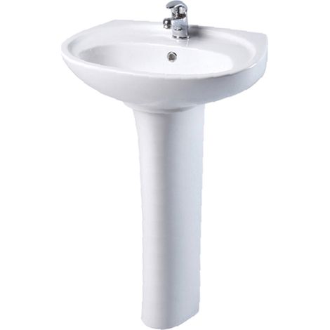 AKW Livenza 500mm Basin with Full Pedestal - 1 Tap Hole