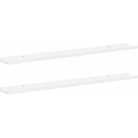 Maison Exclusive - Wandregale 2 Stk. Hochglanz-Weiß 100x9x3 cm (1/5)