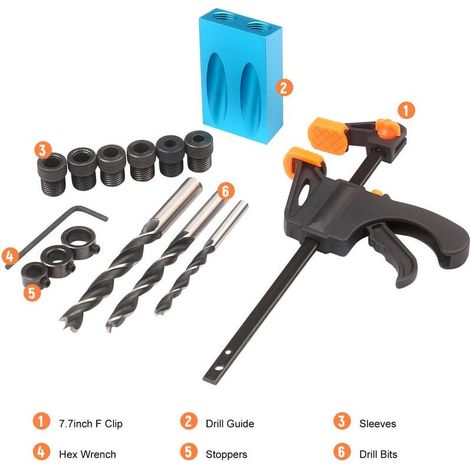 8mm 10mm Guide de Perceuse à Angle de 15 Degrés Outil de Travail du Bois Gabarit de Trou Incliné Gabarit de Perforateur de Trou, 15 pièces (1/4)
