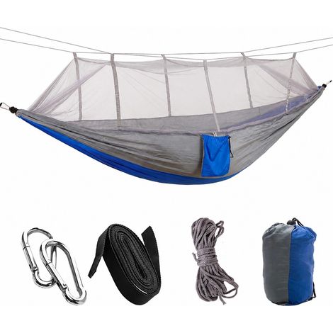 Filiyano-Hamac de camping portable avec moustiquaire, gris et bleu, lit suspendu pour les voyages (1/5)