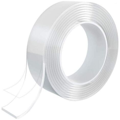Smart Nano Tape, Reusable Nano Adhesive Tape, Transparent Traceless Double-Sided, Washable and Durable for Items to be Sticked, 2mm x 3cm x 3m (1/4)