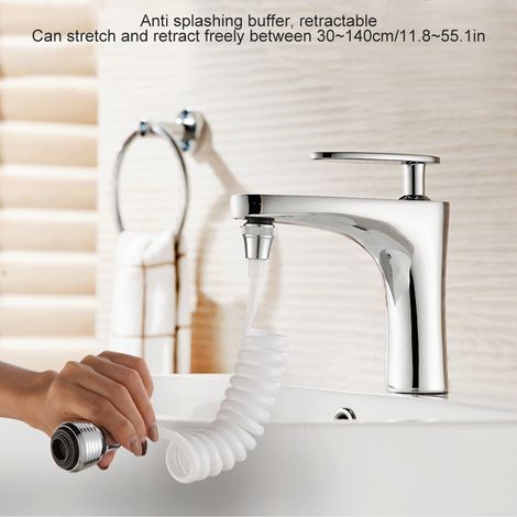 Robinet de Cuisine Portable avec Flexible Long et Rétractable, Mousseur Économiseur d'Eau Blanc (1/5)