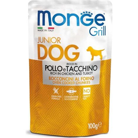 Monge Dog Grill Puppy &amp Junior Pollo e Tacchino  - Monge Dog Grill Puppy &amp Junior Pollo e Tacchino - Bustina Da 100 Gr