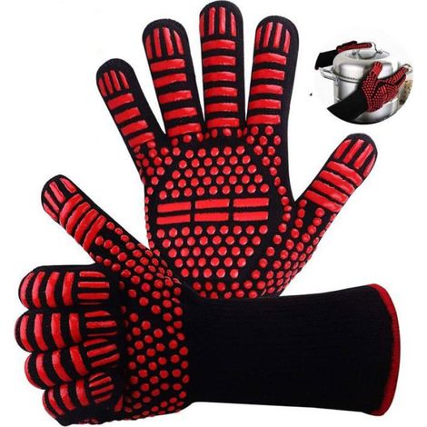 Gants De Four - Résistance Jusqu'à 800 °C - Pour Barbecue Cuisine Grill Cheminée - 1 Paire (1/5)