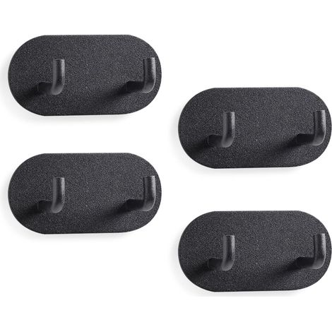 Lot de 4 crochets auto-adhésifs robustes noirs (1/5)