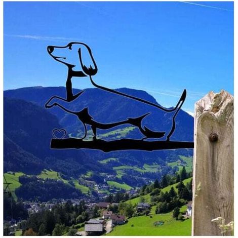 Décor de Jardin extérieur, Statue de Chien de Jardin en métal pôles Silhouette Animale pour la décoration de Jardin (1/3)