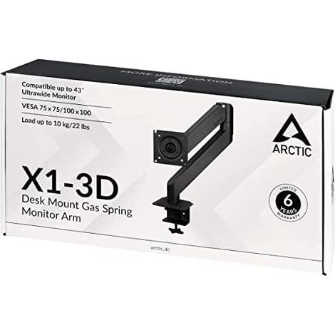 Supporto per Monitor ARCTIC X1-3D con Molla a Gas, Nero, Compatibile con Monitor fino a 27 pollici (1/4)