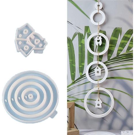 Moule en silicone à six cercles reliés pour décoration murale de maison ou pendentif. (1/4)