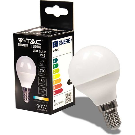 V-TAC VT-1880N Lampadina LED SMD 4,5W E14 Mini globo P45 Bianco freddo 6400K - SKU 2142521