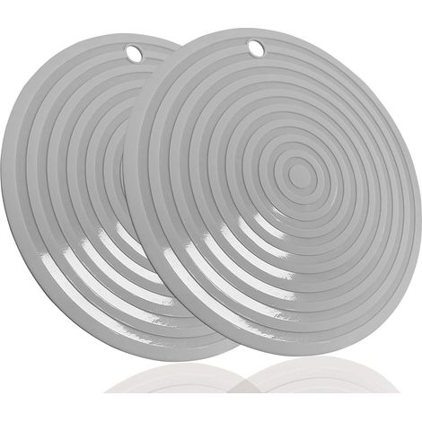 CCYKXA Set of 2, flower pot holder, 23.6 x 0.3 cm, non-slip, flexible, durable, heat-resistant, pot coaster, kitchen table mat, round gray (1/5)