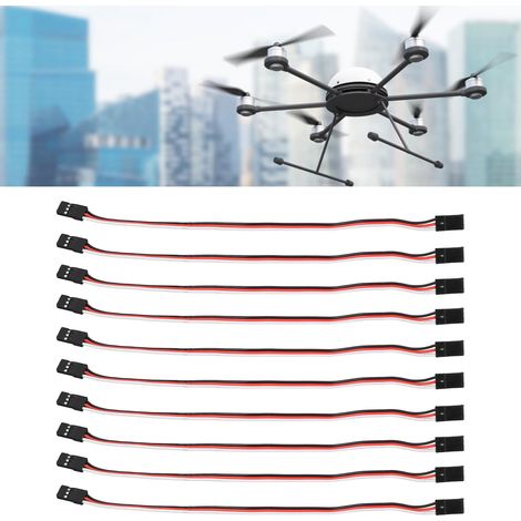 10 Câbles d'Extension Servo 3 Broches 200mm pour Voiture Modèle Radiocommandée - Connecteurs Femelle à Femelle en Laiton