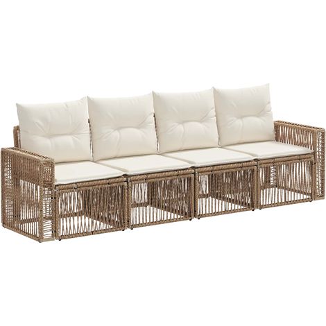Gartensofa-set 4 pcs Beige und Cremeweiß Poly-Rattan vidaXL