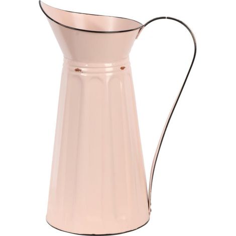 Jarra decorativa vintage para flores en color rosa empolvado con efecto envejecido. (1/4)