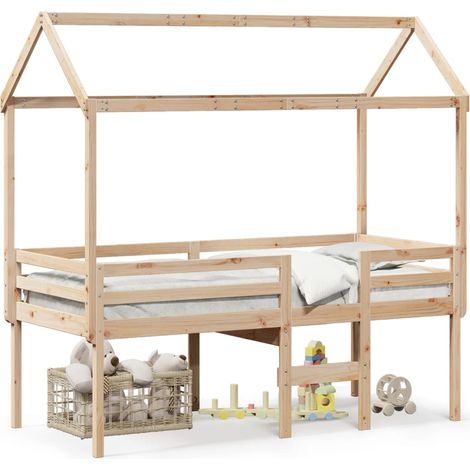 Lit simple,Lit adulte,Lit haut avec toit 80x200 cm bois de pin massif CFW43309 (1/5)