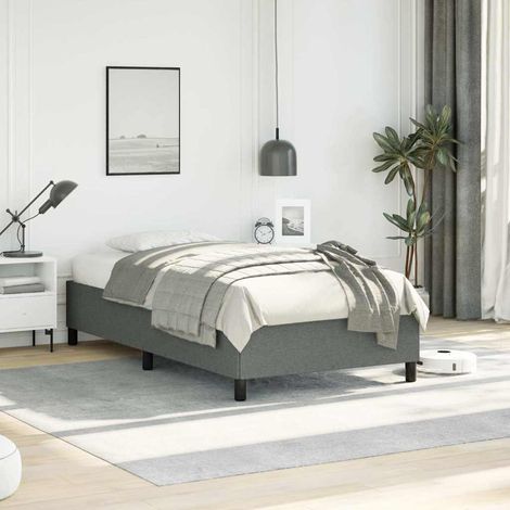 vidaXL Cadre de lit sans matelas gris foncé 100x190 cm tissu (1/5)