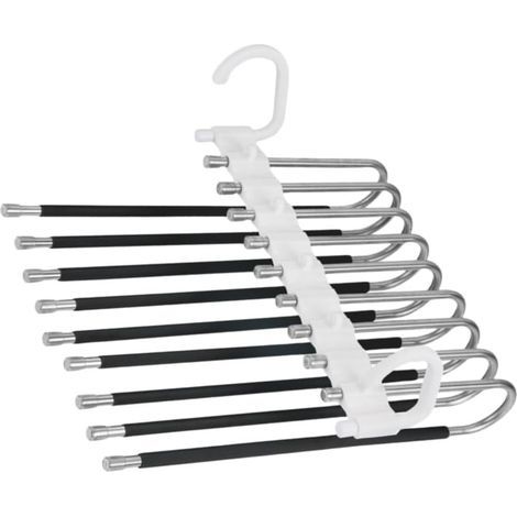 (Blanc) Lot de 2 cintres Pliables à 9 Couches pour économiser de l'espace Multifonctionnel Trou de Suspension pour penderie, Pantalon, écharpe, Jeans (1/5)
