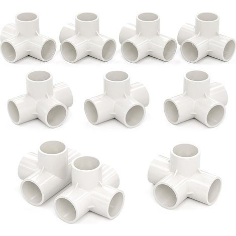 10 Pcs 25MM (3/4") Connecteur en T cubique à 4 voies PVC-U Raccord coudé Raccordement Connecteur tuyau d'eau de jardin Raccordement (1/5)