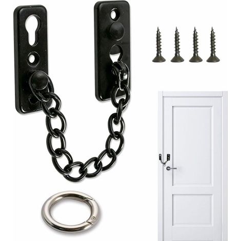 Sicherheitstürkette mit Schrauben, Diebstahlsicherung aus Edelstahl mit Sicherungsring und Federverschluss, Türschloss für Innentüren in Hotels, Apartments und Schlafzimmern (1/5)