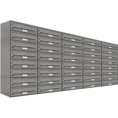 40er Premium Briefkasten Aluminiumgrau RAL Farbe 9007 für Außen Wand Postkasten 5x8 (1/5)