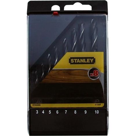 Stanley – Mèche à bois 8 pièces 3 pointes 3-10mm – Alliage chrome vanadium – Perçage propre et précis – Compatible perceuse visseuse (1/2)