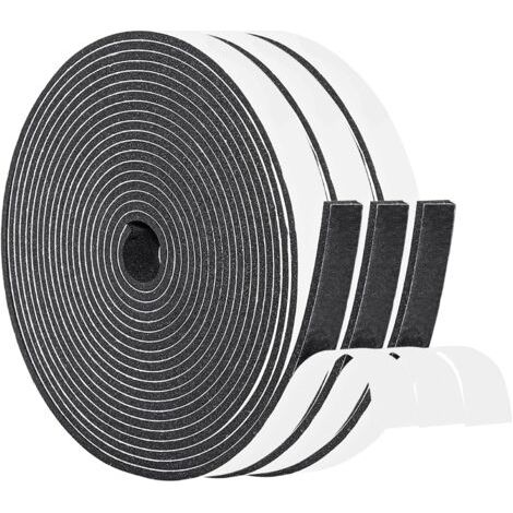 BUNTHAUS Türdichtung, isolierende Fensterdichtung, Anti-Kälte-Eingangstürdichtung, 3 Rollen x 15 mm (B) x 5 mm (H) x 15 m (L), Schwarz und Weiß (je 5 m) (1/5)