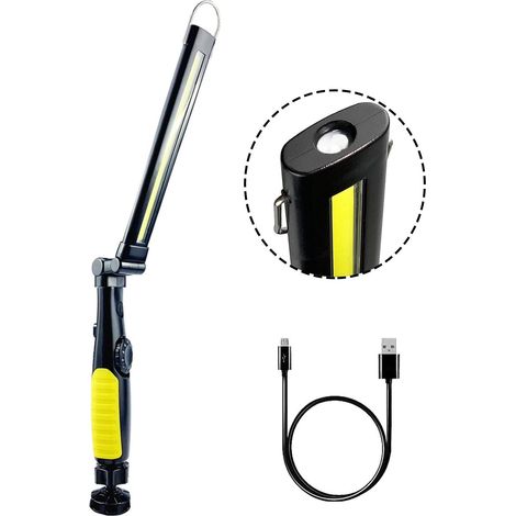 Lampe De Travail COB - 600 Lm - Base Magnétique Et Crochet De Suspension - Rechargeable Par USB - Pour Atelier Automobile Camping Urgence - 1 Pièce (1/5)