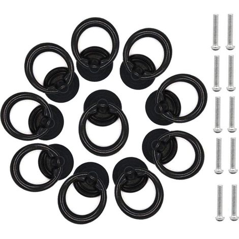 Set mit 10 schwarzen Metall-Schrankgriffen inklusive Schrauben, Einlochring für Schränke, Schubladen und Kommoden (1/3)