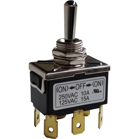 Interrupteur à levier RS PRO, (On)-Off-(On), 2RT, 10 A ( Prix pour 1 )