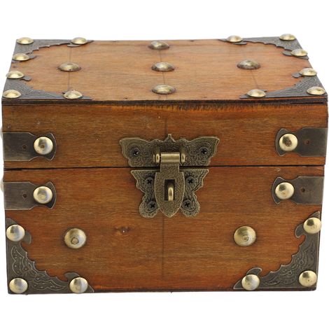 Vintage Aufbewahrungsbox 14,8 x 10,2 x 9,8 cm, dekorative Retro-Schatzkiste mit Zahlenschloss (1/5)