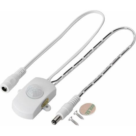 Interrupteur de lumière à capteur IR 5 A DC 5-24 V, interrupteur à capteur infrarouge humain avec plage de retard réglable de 2 à 360 secondes, pour l'éclairage activé par le mouvement, système de séc (1/5)