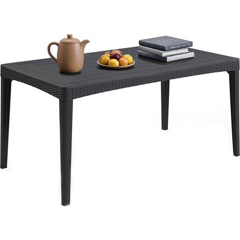 Dmora - Tavolo da esterno Salmon, Base per picnic, Piano da pranzo da giardino, Banco outdoor multiuso, 160x90 h74 cm, Antracite