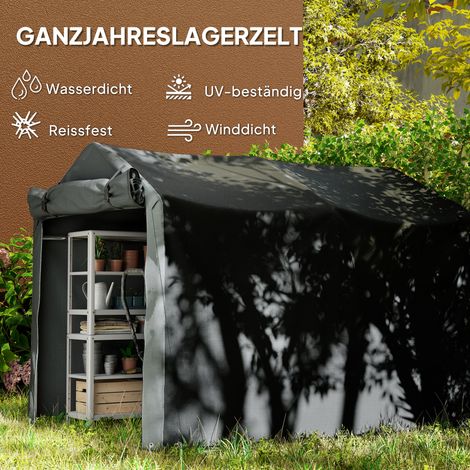 Abri de voiture imperméable avec porte, anti-UV, 220 x 157 x 165 cm, noir (1/4)