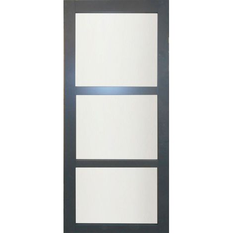 Porta scorrevole Blakeria grigia antracite con vetro H204 x L83 cm, GD MENUISERIES