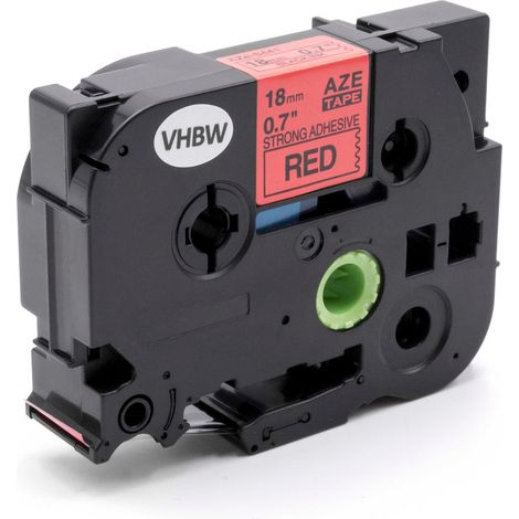 vhbw Label Tape compatible with Brother P-Touch D600VP, D800W, E300, E300VP, E500 Label Printer 18mm Black on Red, Extra Strong (1/2)