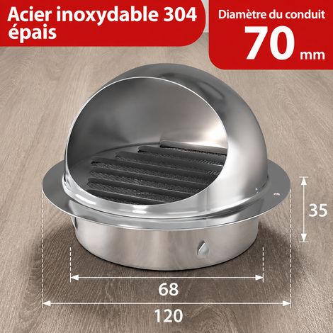 Chapeau ventilation inox 304 extra épais 70 mm, indemnisation en cas de rouille, garantie 80 ans, 12 × 12 × 9 cm, 110 g – Livraison gratuite (1/4)