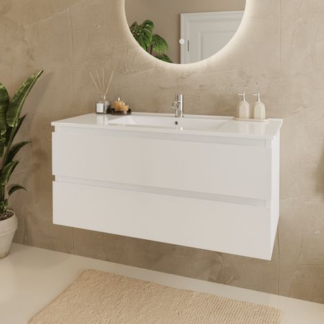 LOMAZOO Meuble De Salle De Bain Marenza Blanc Brillant 100cm - (1/5)