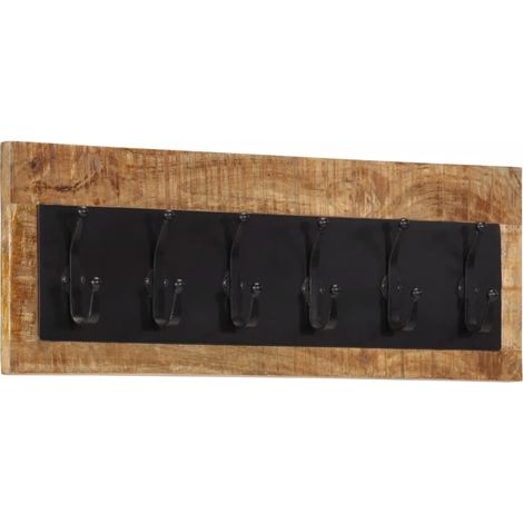 Perchero de pared con 6 ganchos madera maciza de mango vidaXL (1/5)