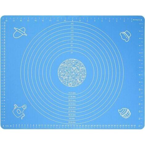 Accessoires cuisine et cuisson Tapis de Cuisson Patisserie en Silicone Anti-adhésif Réutilisable Baking Mat Fondant Pate, 100% sans Bisphénol-A (BPA), avec Mesure, 50 x 40 cm (Bleu) (1/5)