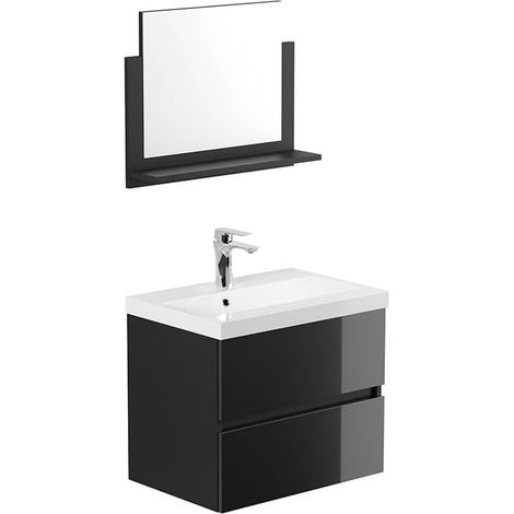 Home Deluxe - Juego completo de muebles de baño WANGEROOGE DELUXE Made in Germany  Color: Negro, Talla: M