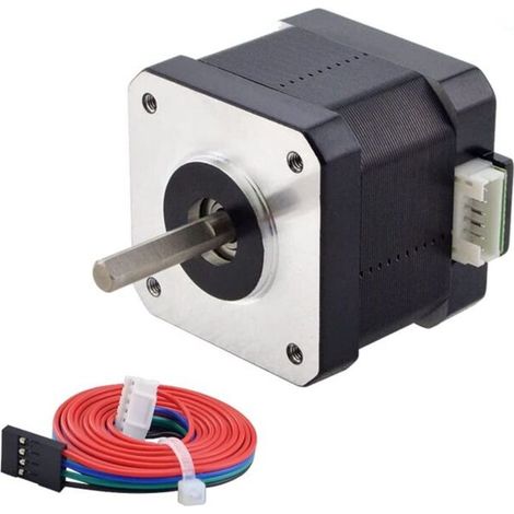 Bipolarer Nema-17-Schrittmotor, 42 Ncm, 1,5 A, 42 x 42 x 39 mm, 4-adrig mit 1 m Kabel und Stecker für 3D-Drucker/CNC-Fräsmaschinen, schwarz (1/4)
