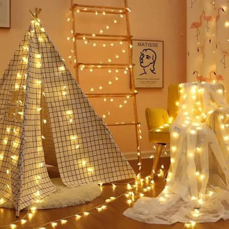 Guirlande lumineuse - - 15m - 10 LED - Blanc chaud - Solaire - Extérieur (1/4)
