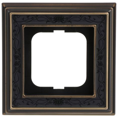 Busch-Jaeger Cadre enjoliveur 1 compartiment laiton antique décor anthracite - Busch-dynasty® (1721-843), 2CKA001754A4668