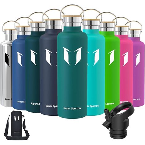 Thermosflasche Edelstahl auslaufsicher BPAfrei 1000 ml Dunkelgrün (1/5)