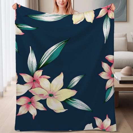 Couverture de lit en polaire, jeté doux et chaud pour le printemps, légère et luxueuse en microfibre de polyester, décoration pour chambre et salon, cadeau idéal pour hommes femmes,6080 pouces (1/4)