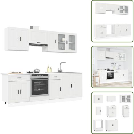 vidaXL Ensemble d'armoires cuisine 8pcs Kalmar blanc bois d'ingénierie (1/5)