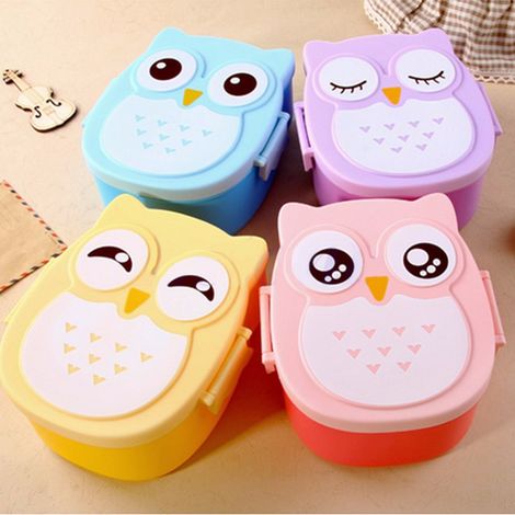 Niedliche Eulen-Lunchbox für Schüler, tragbare Bento-Box für Kinder, Lebensmittelbehälter, Aufbewahrungsbox für Camping und Picknick (1/3)