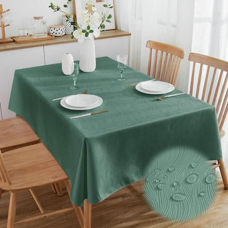 Nappe rectangulaire en jacquard 300x150 cm vert turquoise, déperlante