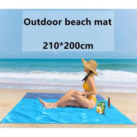 Tapis de Plage - Portable - Imperméable - Anti-Sable - 210 x 200 cm - Sac Inclus (1/4)